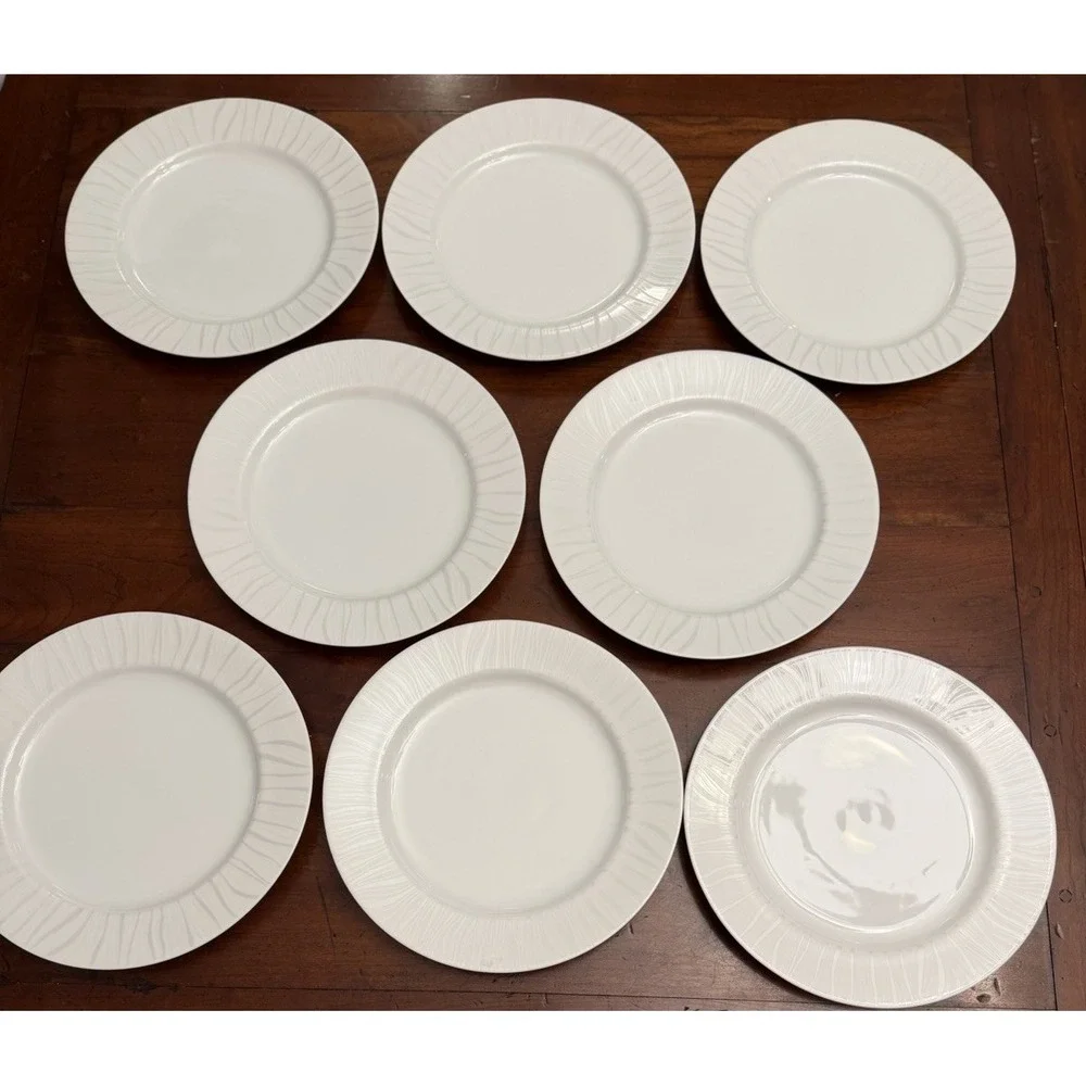 Set of 8 Royal Worcester Mirage White Dinner Plates 10.75